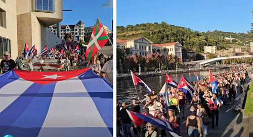 Protestan en Bilbao contra el bloqueo a Cuba previo al concierto de Silvio Rodríguez